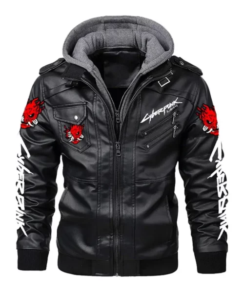Cyberpunk 2077 Samurai Hooded Leather Jacket