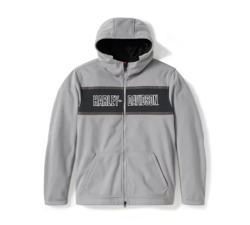 Men's Harley Davidson Billiard Grey & Harley Black Fleece Hoodie