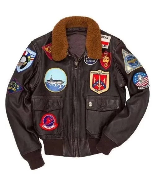 Men's Top Gun Maverick Fur Aviator Bomber Flight Pilot Leather Jacket