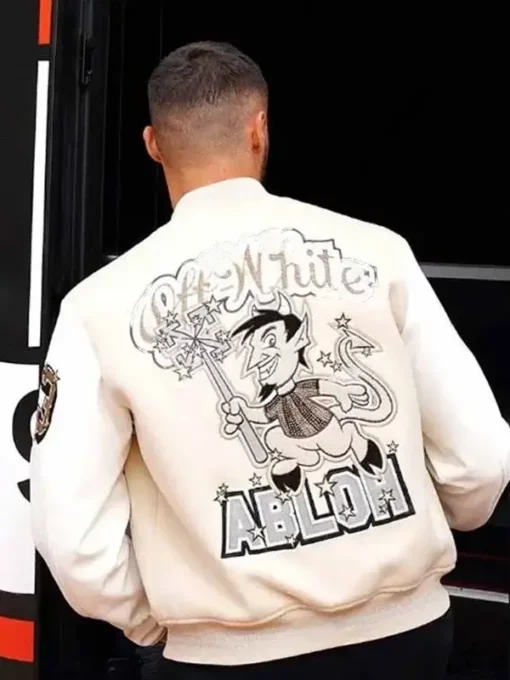AC Milan Off White Men's Varsity Jacket - Image 2