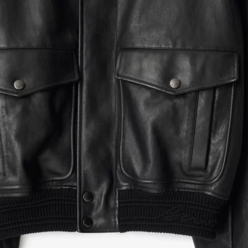 Burberry Black Bomber Leather Jacket