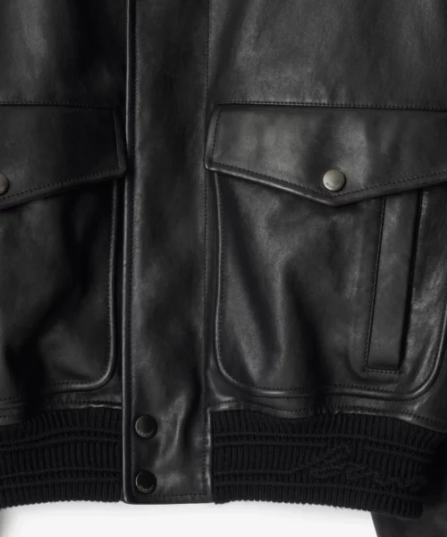 Burberry Black Bomber Leather Jacket