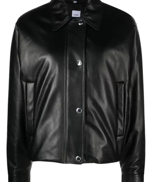 Burberry Two Pocket Black Leather Jacket