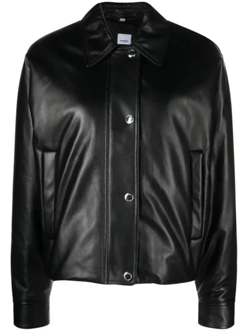 Burberry Two Pocket Black Leather Jacket