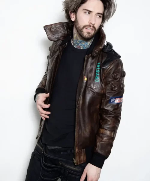 Cyberpunk Samurai Brown Leather Jacket