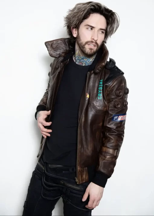 Cyberpunk Samurai Brown Leather Jacket