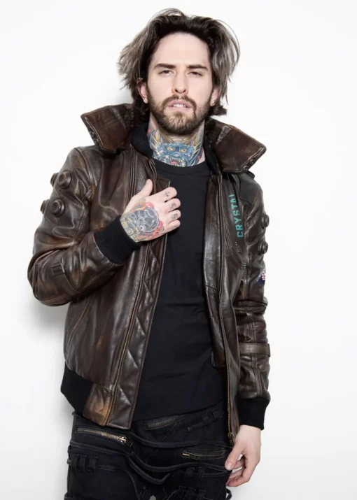 Cyberpunk Samurai Brown Leather Jacket - Image 3