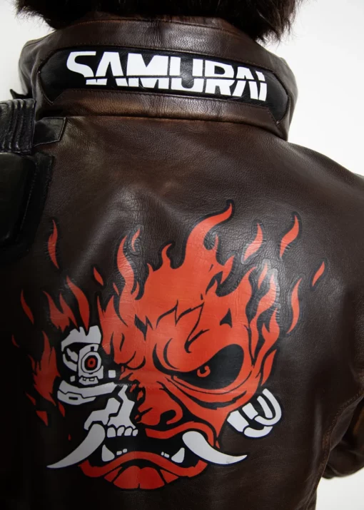 Cyberpunk Samurai Brown Leather Jacket