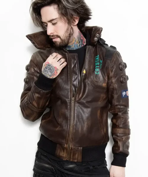 Cyberpunk Samurai Brown Leather Jacket