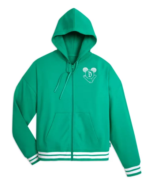 Disney Women's Varsity Zip Green Hoodie