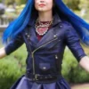 Evie Descendants 3 Purple Biker Genuine Leather Jacket