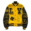 Louis Vuitton Black And Yellow Leather Embroidered Varsity Jacket