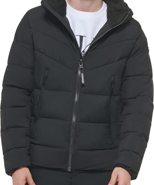 Men's Calvin Klein Snap Front Black Puffer Jacket
