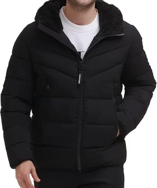 Men's Calvin Klein Snap Front Black Puffer Jacket