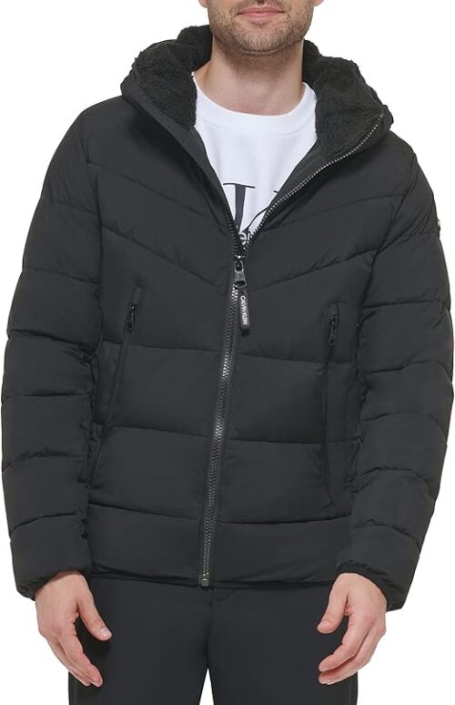 Men's Calvin Klein Snap Front Black Puffer Jacket
