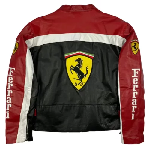 Men's Ferrari Formula F1 Motorbike Cowhide Leather Jacket