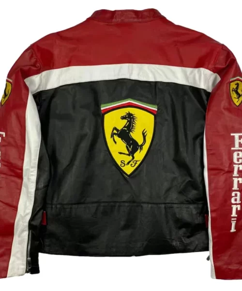 Men's Ferrari Formula F1 Motorbike Cowhide Leather Jacket