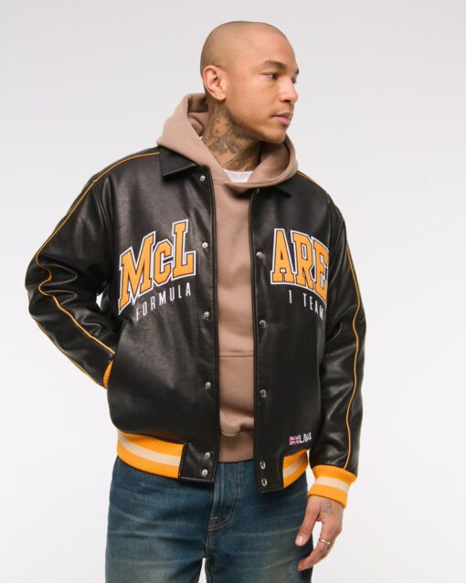 Men's McLaren Varsity Bomber Leather Jacket - Image 2