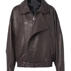 Sofia Richie Oversized Brown Genuine Leather Jacket