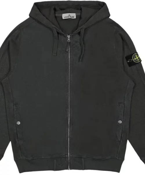 Stone Island Zip Charcoal Hoodie