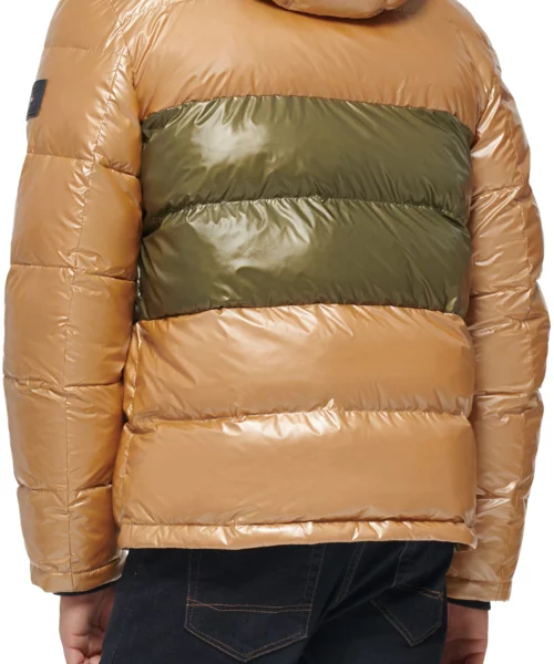 Tommy Hilfiger Quilted Puffer Hooded Mid Length Brown Jacket