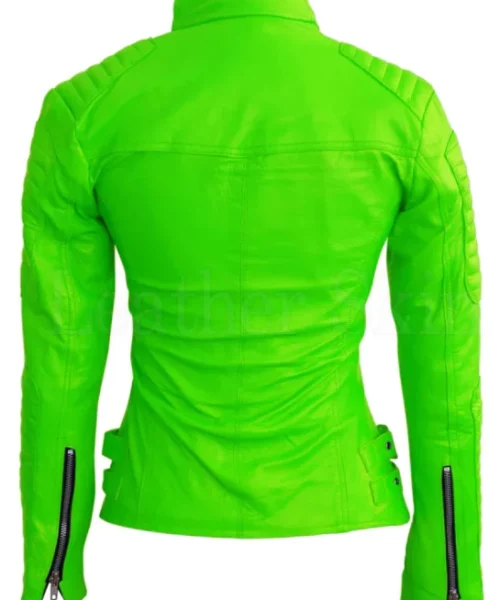 Women’s Green Brando Genuine Biker Leather Jacket