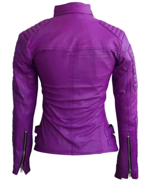Women’s Purple Brando Genuine Biker Leather Jacket