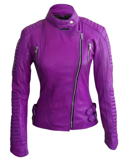 Women’s Purple Brando Genuine Biker Leather Jacket