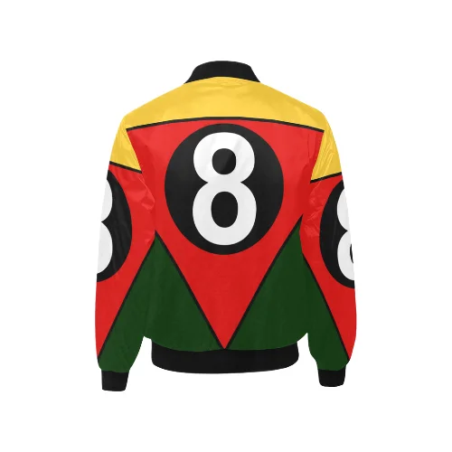 8 Ball Multi Color Printed Satin Bomber Jacket