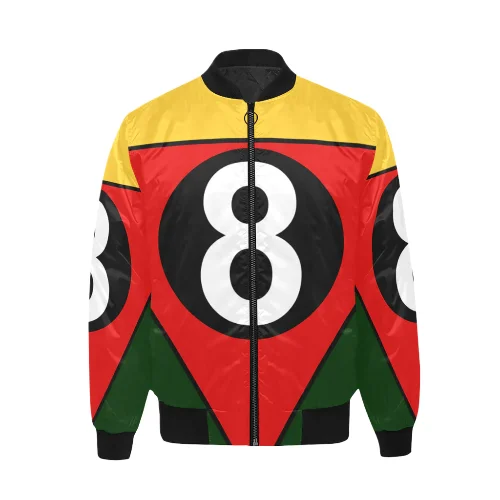 8 Ball Multi Color Printed Satin Bomber Jacket