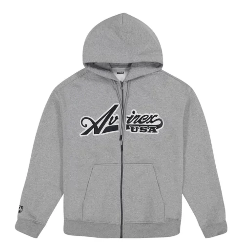 Avirex SCRIPT Heather Grey Hoodie