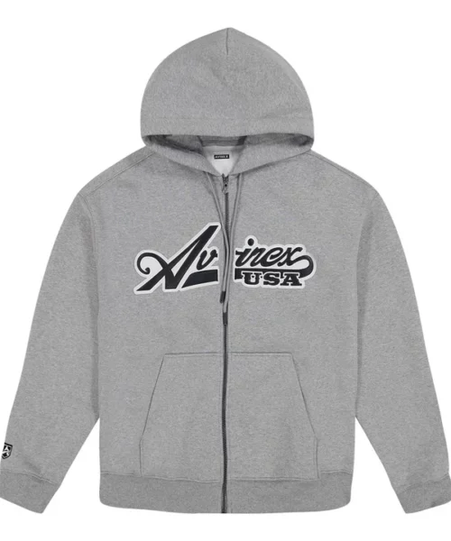 Avirex SCRIPT Heather Grey Hoodie