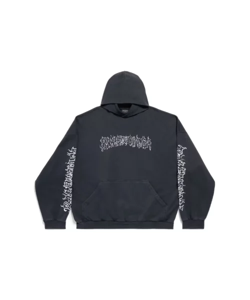 Balenciaga Diy Metal Outline Oversized Black Hoodie