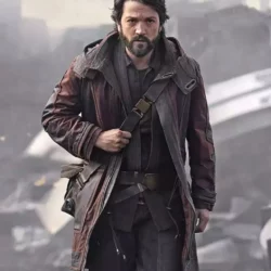 Diego Luna Andor Brown Leather Trench Coat