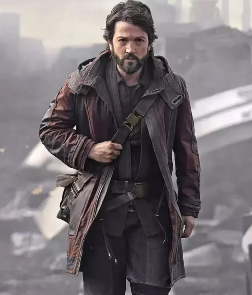 Diego Luna Andor Brown Leather Trench Coat