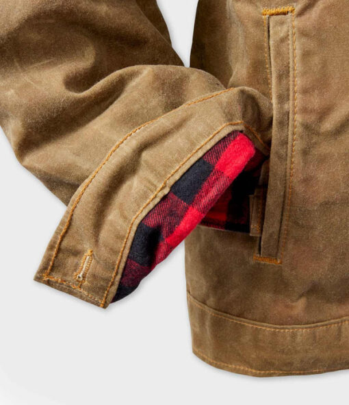 Field Tan '91 Flannel Lined Waxed Canvas Tan Brown Jacket - Image 5