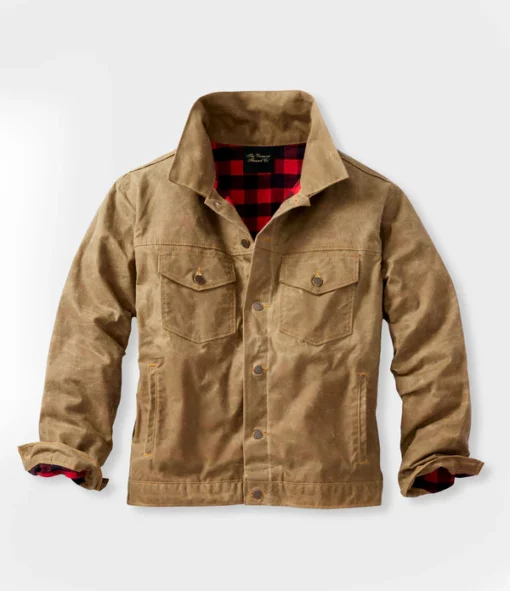 Field Tan '91 Flannel Lined Waxed Canvas Tan Brown Jacket - Image 2