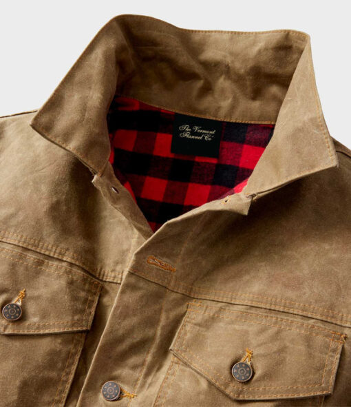 Field Tan '91 Flannel Lined Waxed Canvas Tan Brown Jacket - Image 4