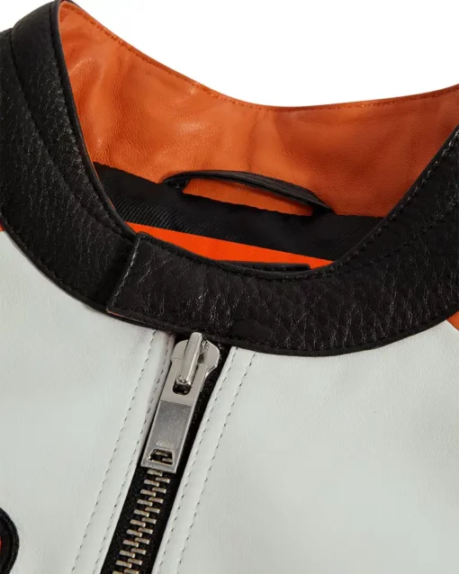 McLaren F1 Colourblock Leather Biker Jacket - Image 3