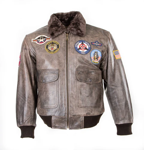 Mens B-2 Top Gun Pilot Bomber Leather Jacket