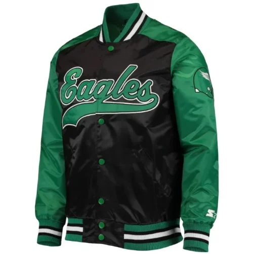 Philadelphia Eagles Green and Black Varsity Jacket