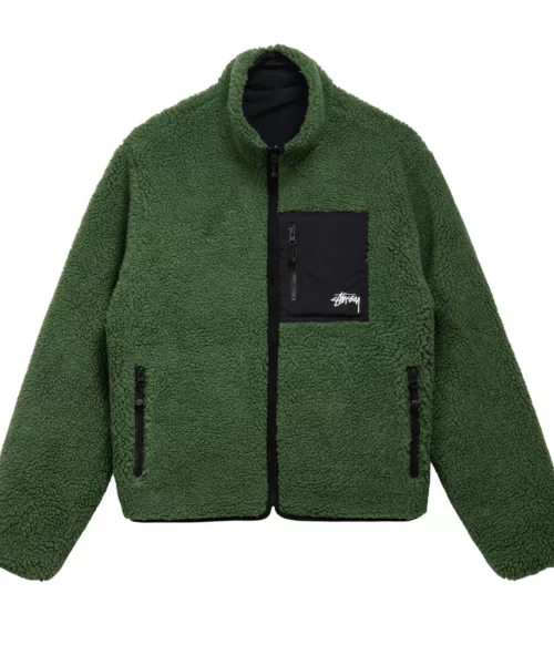 Stussy 8 Ball Sherpa Reversible Green Jacket