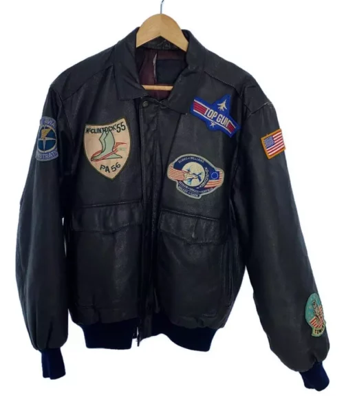 Top Gun A-2 Black Leather Flight Jacket