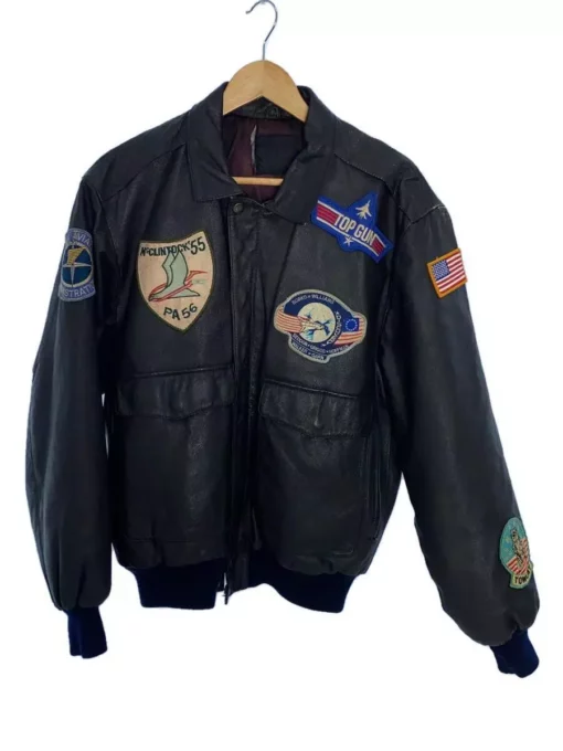Top Gun A-2 Black Leather Flight Jacket