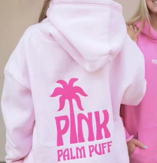 Women's Pink Palm Puff Hoodie