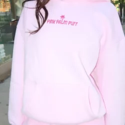 Women's Pink Palm Puff Hoodie