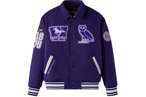 Men's OVO x Western Mustangs Varsity Jacket Purple