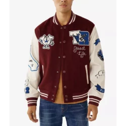Men’s True Religion Maroon Varsity Jacket