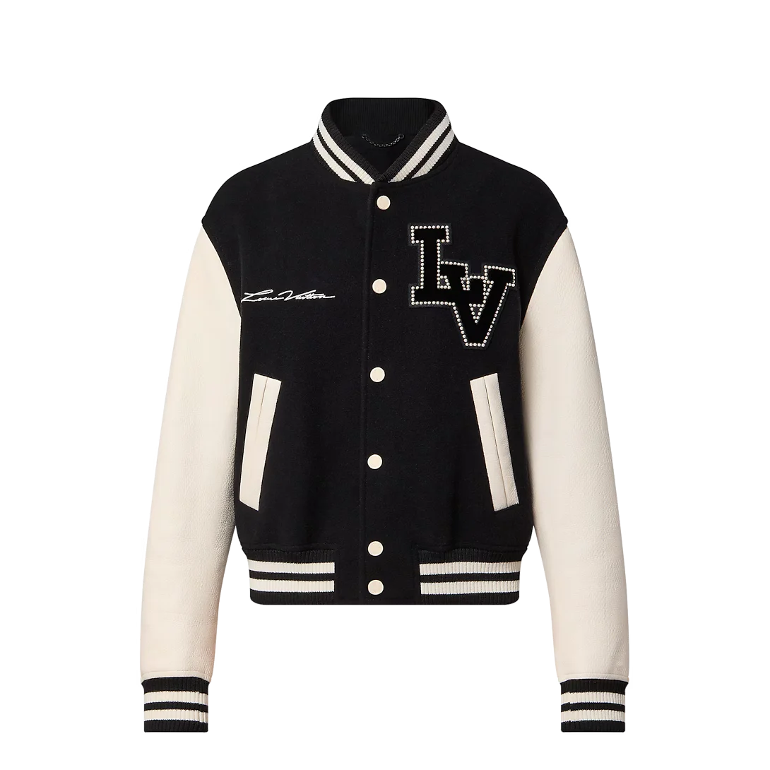 Black And White Louis Vuitton Signature Varsity Blouson - RLeather