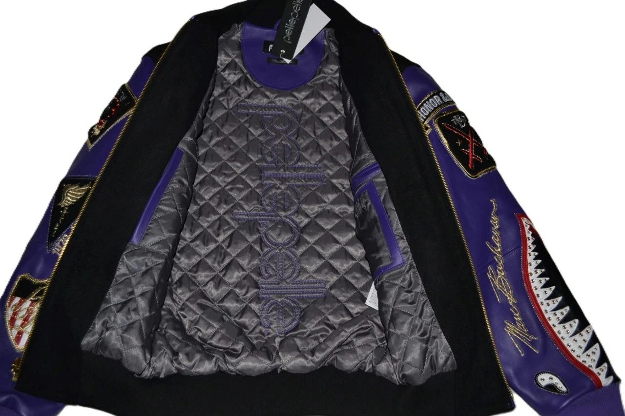Pelle Pelle American Bruiser Wool Leather Black Purple Jacket